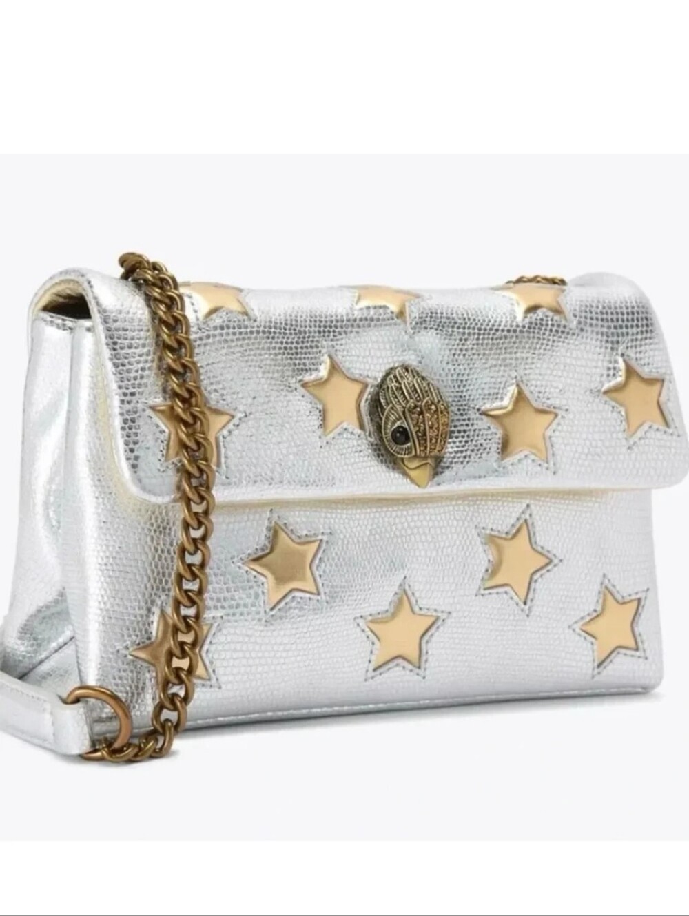 Kurt Geiger Nwt Silver Star-Embellished Two Way Bag with Gold Accents